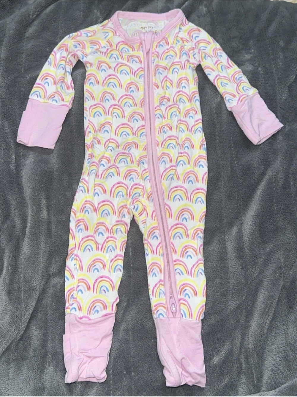 Girls newborn Little Sleepies Zippy Pink Rainbow Print